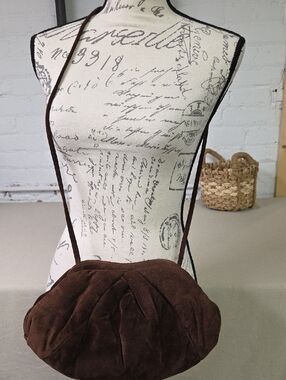 Brown Suede Crossbody Bag - Women's Shoulder Purse Vintage 80s